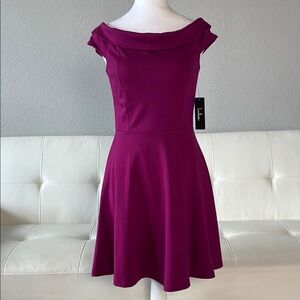 Lulus Fuchsia Off-Shoulder Fit & Flare Dress